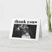 Retro Bold Typography Black Heart Photo Wedding Bedankkaart (Voorkant)