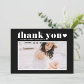 Retro Bold Typography Black Photo Afstuderen Bedankkaart (Staand voorkant)