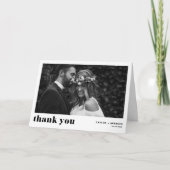 Retro Bold Typography Black Photo Wedding Bedankkaart (Voorkant)
