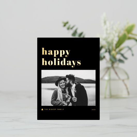 Retro Bold Typography Black Prettige feestdagen Fo (Staand Voorkant)