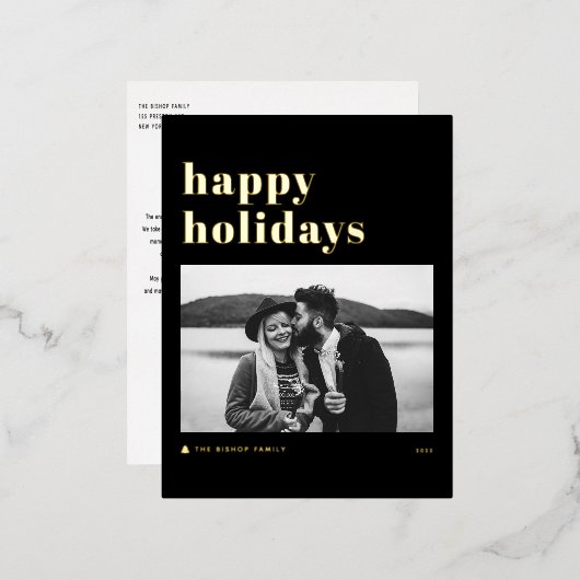 Retro Bold Typography Black Prettige feestdagen Fo (Voorkant / Achterkant)