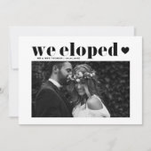 Retro Bold Typography Black Wedding Elopement Aankondiging (Voorkant)