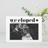 Retro Bold Typography Black Wedding Elopement Aankondiging (Staand voorkant)