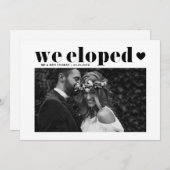 Retro Bold Typography Black Wedding Elopement Aankondiging (Voorkant / Achterkant)