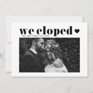 Retro Bold Typography Black Wedding Elopement Aankondiging