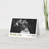 Retro Bold Typography Gold Photo Wedding Bedankkaart (Voorkant)