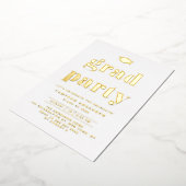Retro Bold Typography Graduation Party Gold Folie Uitnodiging (Gedraaid)