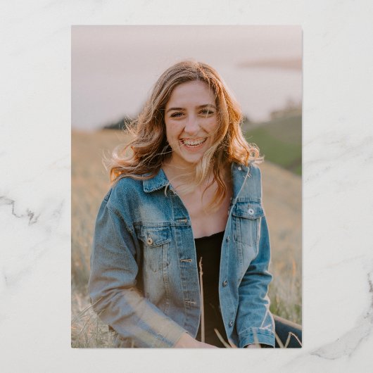 Retro Bold Typography Graduation Party Gold Folie Uitnodiging (Achterkant)