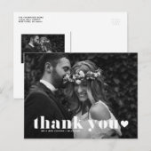 Retro Bold Typography Heart Wedding Bedankt Briefkaart (Voorkant / Achterkant)
