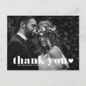 Retro Bold Typography Heart Wedding Bedankt Briefkaart (Voorkant)
