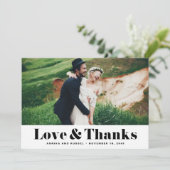 Retro Bold Typography Love & Bedankt Photo Wedding (Staand voorkant)