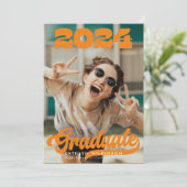 Retro Bold Typography Trendy Photo Afstuderen Kaart (Staand voorkant)