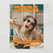 Retro Bold Typography Trendy Photo Fun Afstuderen Aankondigingskaart (Voorkant)