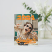 Retro Bold Typography Trendy Photo Fun Afstuderen Aankondigingskaart (Staand voorkant)