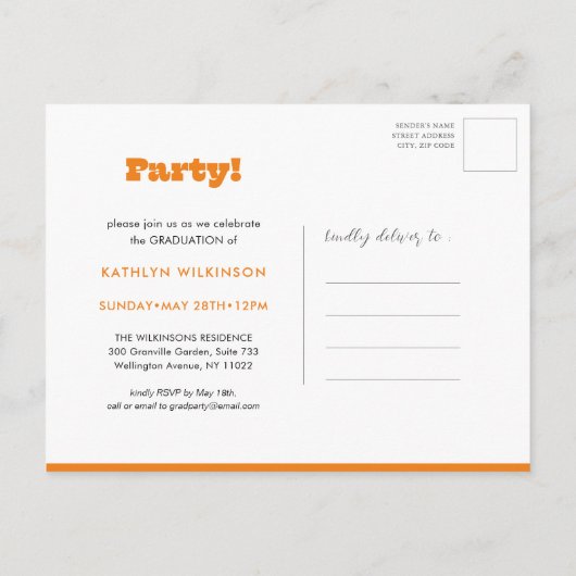 Retro Bold Typography Trendy Photo Fun Afstuderen Uitnodiging Briefkaart (Achterkant)