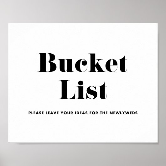 Retro Bold Typography Wedding Bucket List Poster (Voorkant)