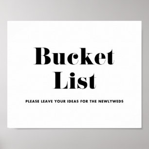 Retro Bold Typography Wedding Bucket List Poster