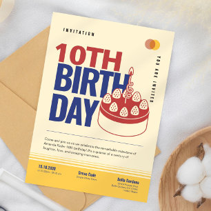 Retro Bold Uitnodiging voor 10e verjaardag
