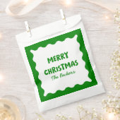 Retro Bold Wavy Green Fun Custom Merry Christmas Bedankzakje (Geknipt)