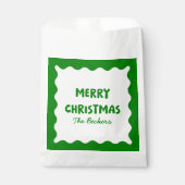 Retro Bold Wavy Green Fun Custom Merry Christmas Bedankzakje (Voorkant)