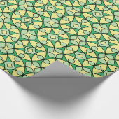 Retro Bold Yellow en Green Geometric Pattern Cadeaupapier (Hoek)