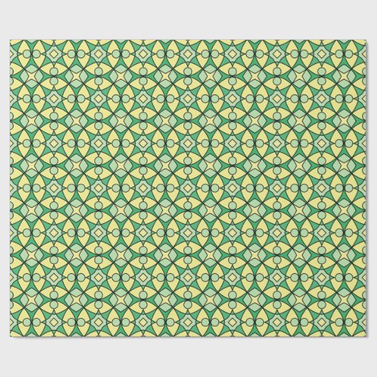 Retro Bold Yellow en Green Geometric Pattern Cadeaupapier (Vlak)