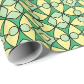 Retro Bold Yellow en Green Geometric Pattern Cadeaupapier (Rol Hoek)