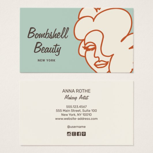 Retro Bombshell Lash Girl Eyelash Extensions Visitekaartje (Voorkant /achterkant)