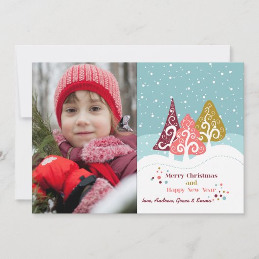 Retro Bomen Foto Vakantiekaart Feestdagenkaart (Voorkant)