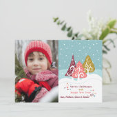 Retro Bomen Foto Vakantiekaart Feestdagenkaart (Staand voorkant)