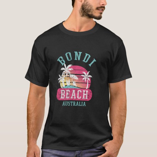 Retro Bondi Beach Australië Noodlijdende Graphic D T-shirt (Voorkant)