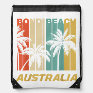 Retro Bondi Beach Australië Palm Trees Vakantie Trekkoord Rugzakje
