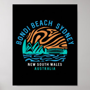  Retro Bondi Beach Australië Surfer Poster