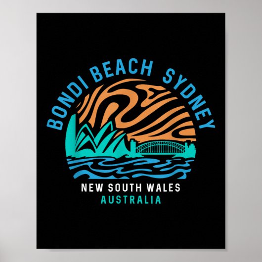 Retro Bondi Beach Australië Surfer Poster (Voorkant)