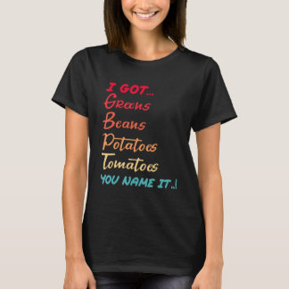 Retro bonen Groenen Aardappelen Tomaten houden van T-shirt