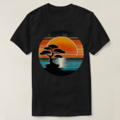 Retro Bonsai Boom Zonsondergang Kustcharme Sty T-shirt (Design voorkant)