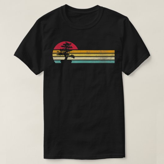 Retro Bonsai Tree Silhouet, onderdrukt T-shirt (Design voorkant)