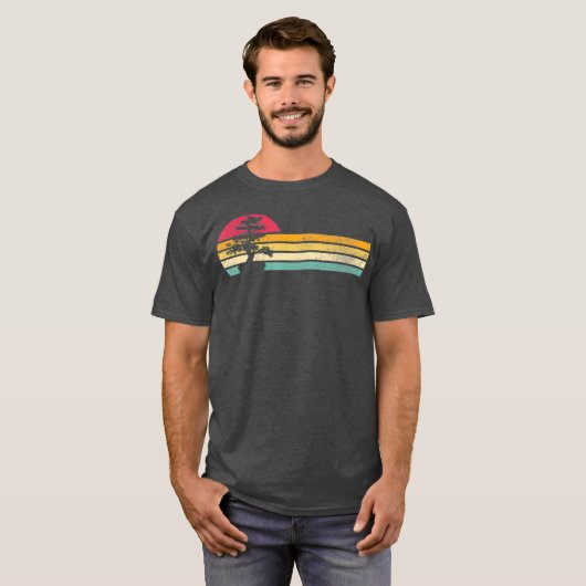 Retro  Bonsai Tree Silhouet, onderdrukt T-shirt (Voorkant volledig)