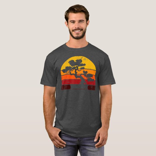 Retro Bonsai Tree  Sunset Bonsai T-shirt (Voorkant volledig)