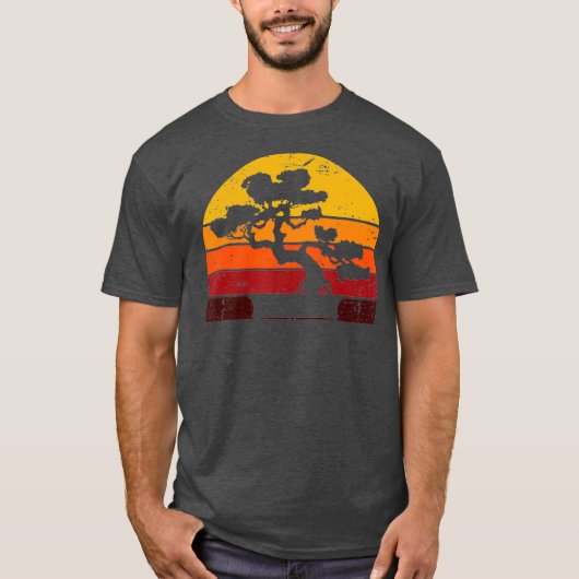 Retro Bonsai Tree Vintage Sunset Bonsai T-shirt (Voorkant)