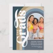 Retro Boog Foto 2025 Blauw Gezamenlijke Graduation Kaart (Voorkant)