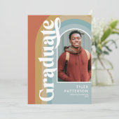 Retro boog foto diploma uitnodiging (Staand voorkant)