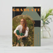 Retro boog groen Sinaasappel 2 foto Afstudeerder a Kaart (Staand voorkant)