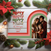 Retro boog kerstmis familiefoto acryl uitnodigingen