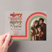 Retro boog kerstmis familiefoto acryl uitnodigingen (Insitu (Draagbaar))