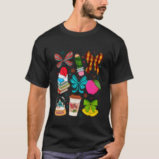 Retro Boog Leraar Kerstmis Buffalo Plaid Kerstmis  T-shirt