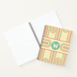 Retro boog lijn art monogram notitieboek