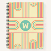 Retro boog lijn art monogram notitieboek (Voorkant)