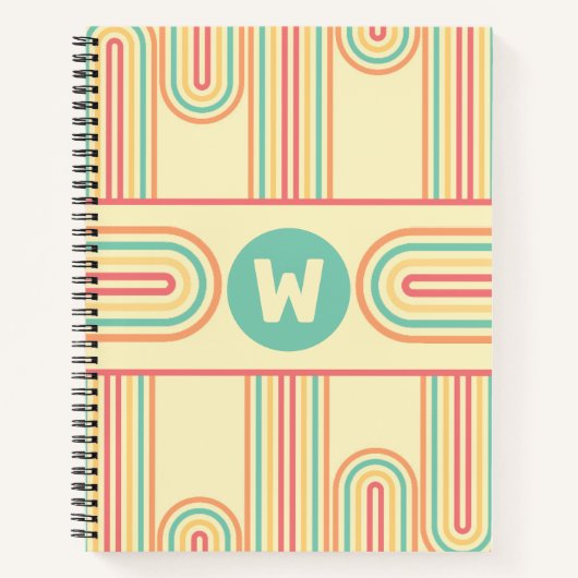 Retro boog lijn art monogram notitieboek (Voorkant)