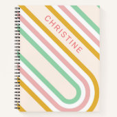 Retro boog lijnen pastel roze minimaal notitieboek (Voorkant)